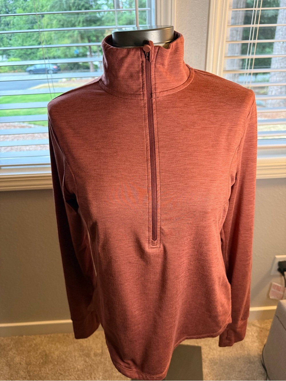 Apana Women's Long Sleeve Quarter-Zip Top - Brick Red